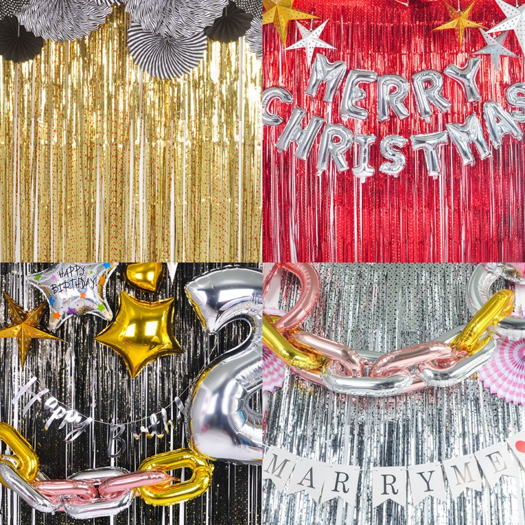 파티장식 은박수술커튼 - 스타프린트 / 생일 벽 장식