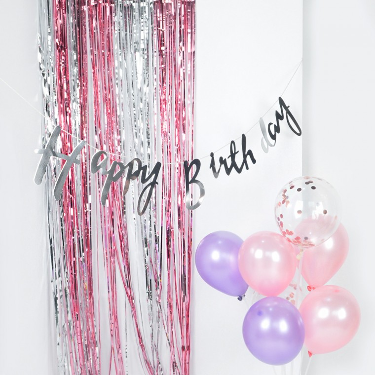 파티장식 은박수술커튼 2색믹스 - 실버로즈골드