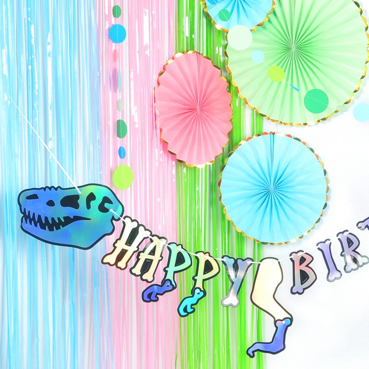 파티장식 은박수술커튼 3색믹스 - 라임핑크블루 / 생일파티