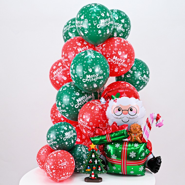 조이30cm크리스마스풍선 - 메리혼합50개입 / 파티장식