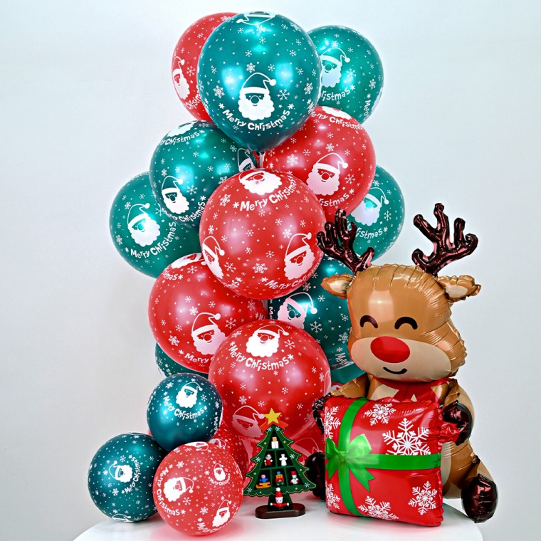 조이30cm크리스마스풍선 - 펄산타혼합50개입 / 파티장식