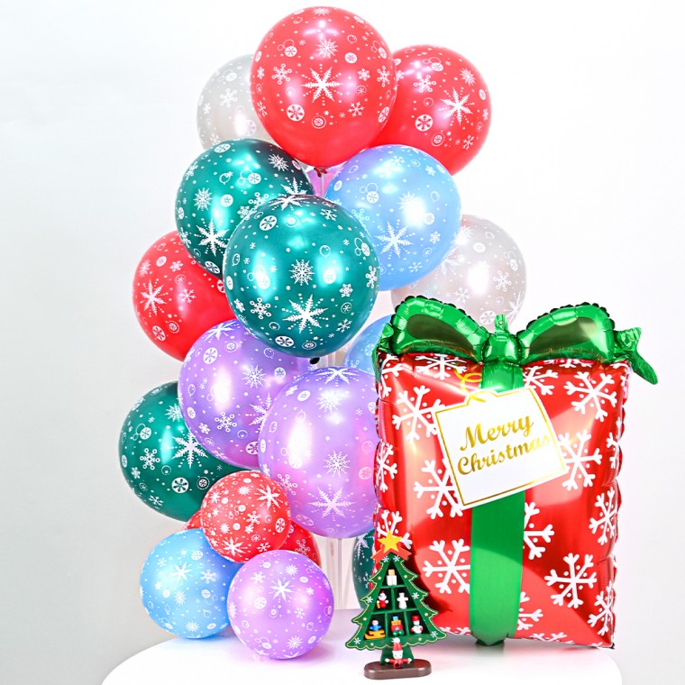 조이30cm크리스마스풍선 - 펄눈꽃혼합50개입 / 파티장식
