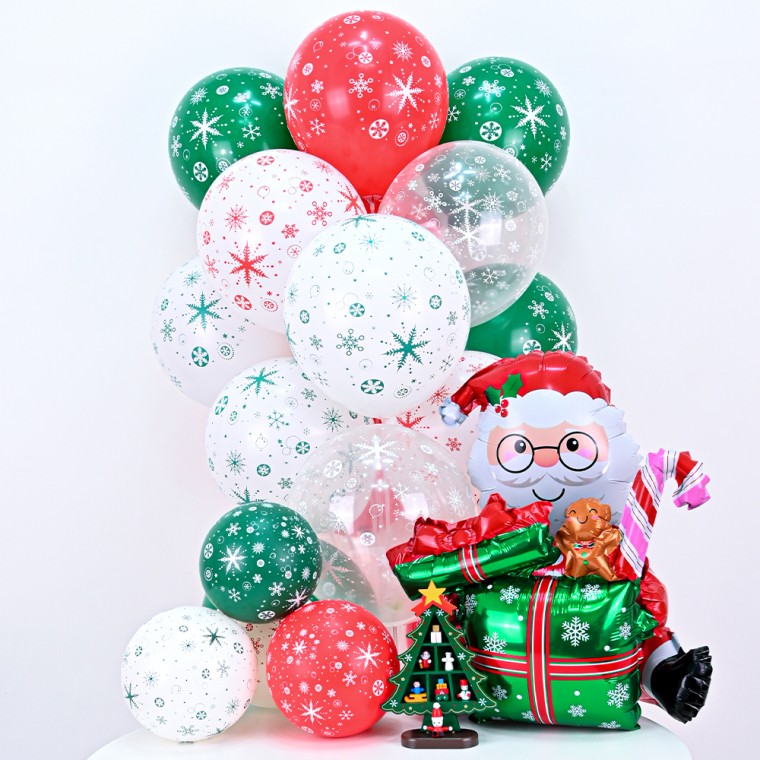 조이30cm크리스마스풍선 - 눈꽃혼합50개입 / 파티장식