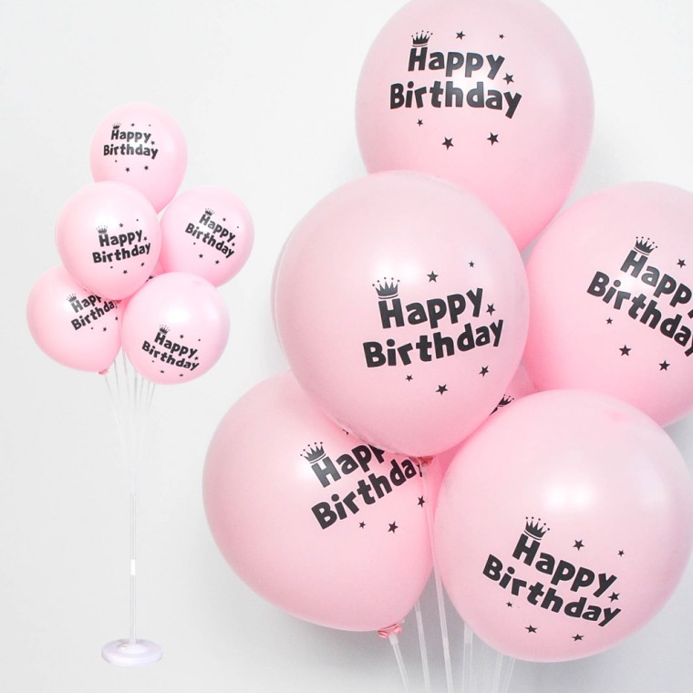 풍선꽂이장식세트130cm - 매트파스텔생일핑크 / 생일 파티 장식 풍선
