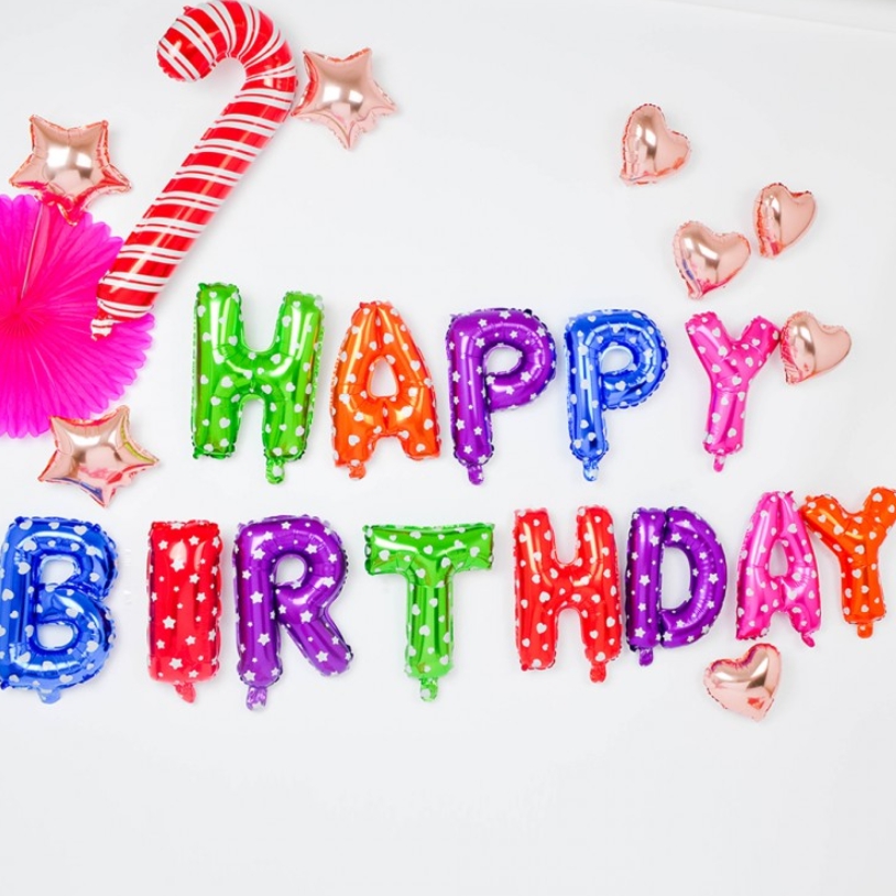 생일레인보우 메세지은박풍선세트