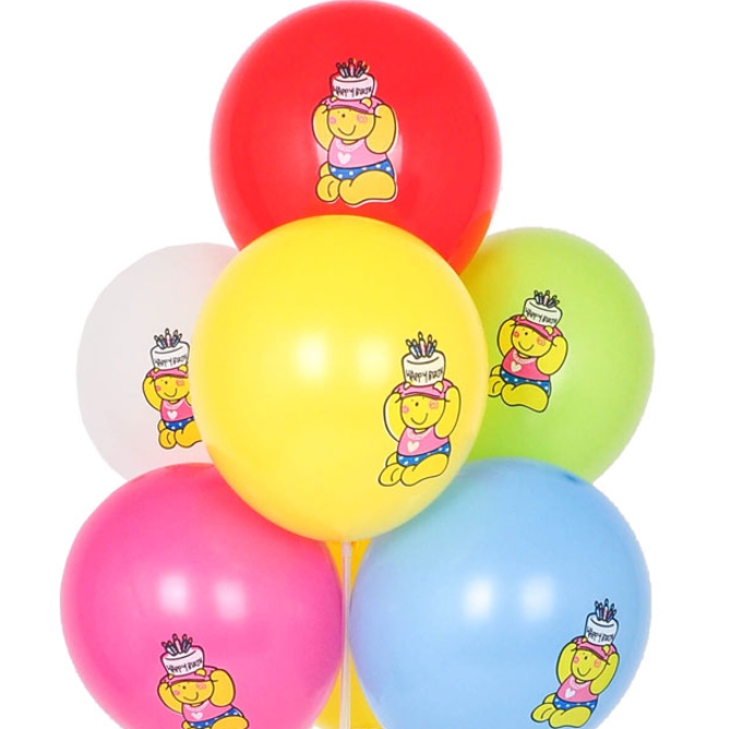 죠이베어해피벌스데이 수입30cm 컬러풀인쇄풍선 50개입