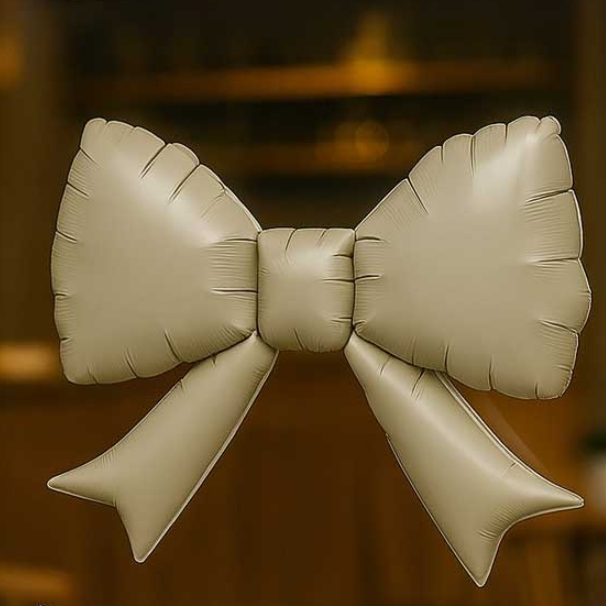 중형 베이지 러블리 리본은박풍선