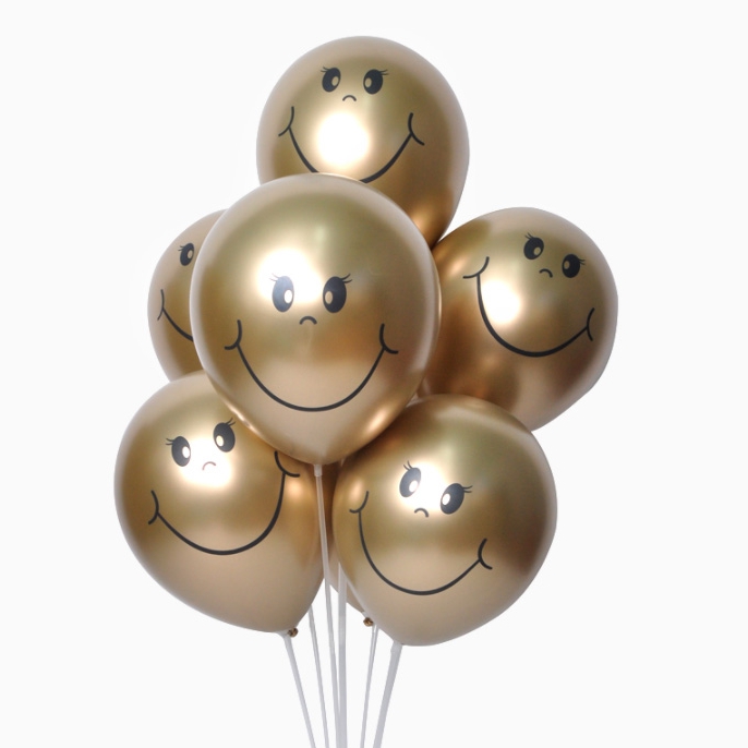 풍선꽂이장식세트 70cm 스마일크롬골드