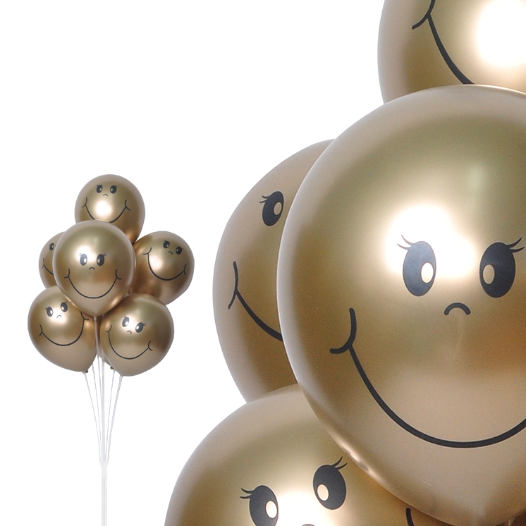 풍선꽂이장식세트 130cm 크롬스마일골드