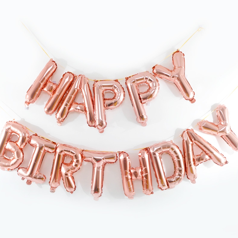 생일 이벤트 파티 메세지은박풍선세트 생일로즈골드