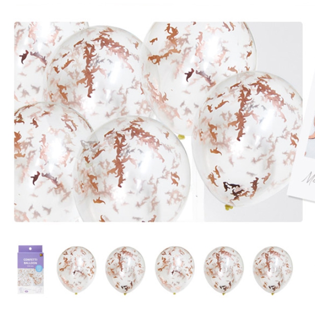 컨페티풍선세트 5개입 메탈릭 공룡로즈골드