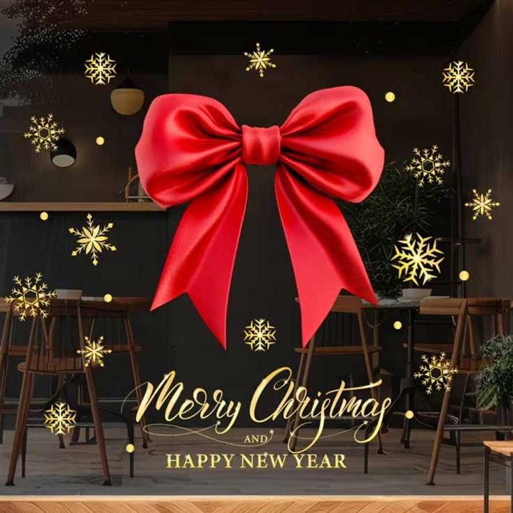 크리스마스 윈도우스티커 빅리본