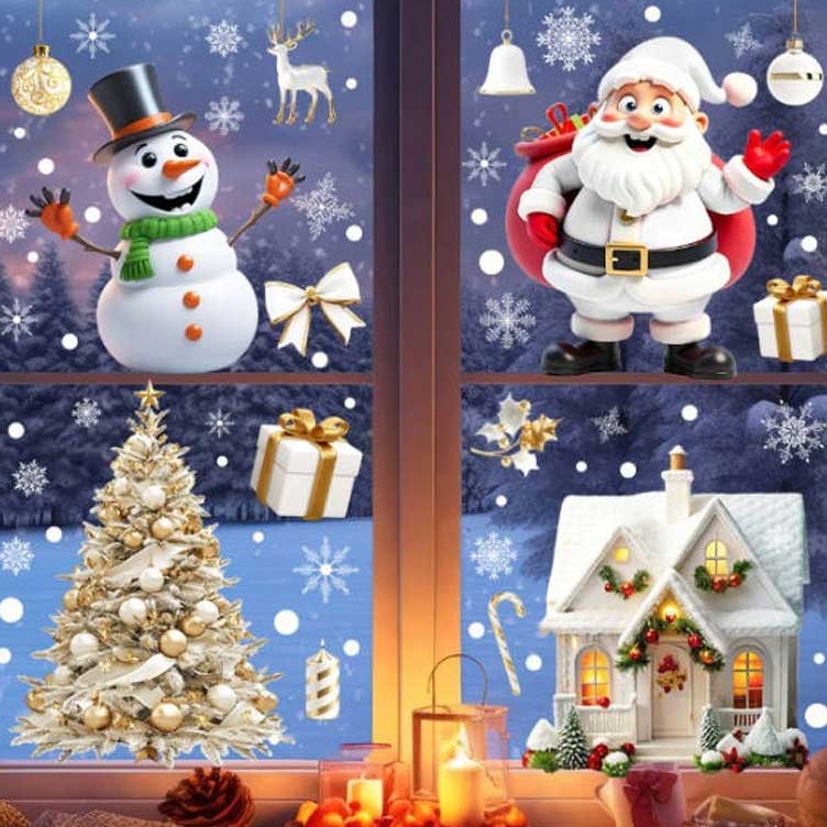 크리스마스 윈도우스티커 화이트캐릭터