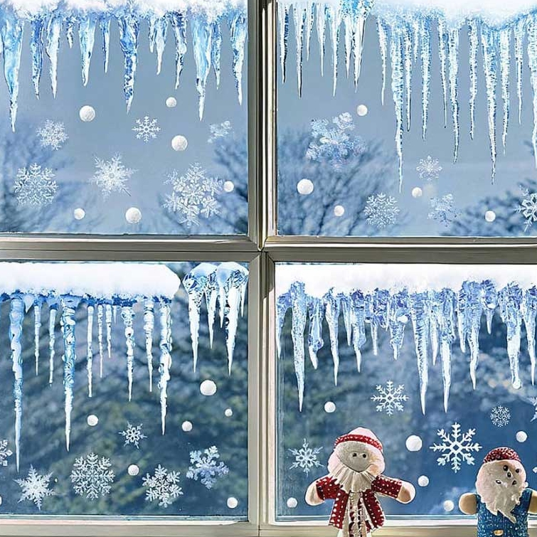 크리스마스 윈도우스티커 고드름
