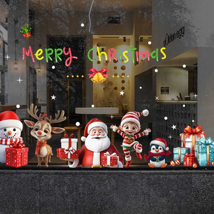 크리스마스 윈도우스티커 산타패밀리