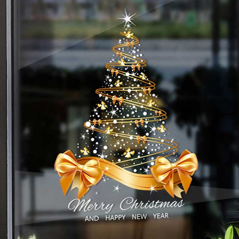 크리스마스 윈도우스티커 리본트리