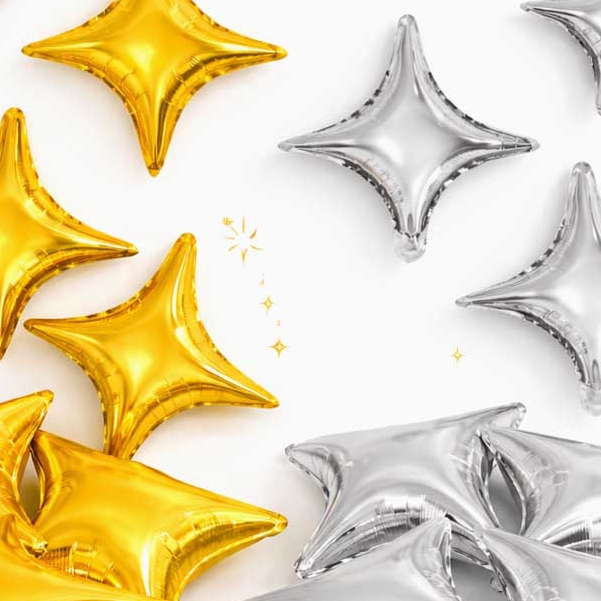 은박풍선 사각포인트별 25cm 5개입