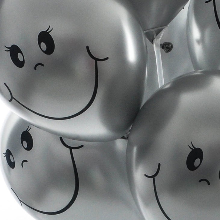 네오30cm 크롬인쇄풍선 스마일실버10개입