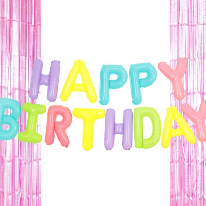 은박풍선생일마카롱 커튼메탈핑크세트