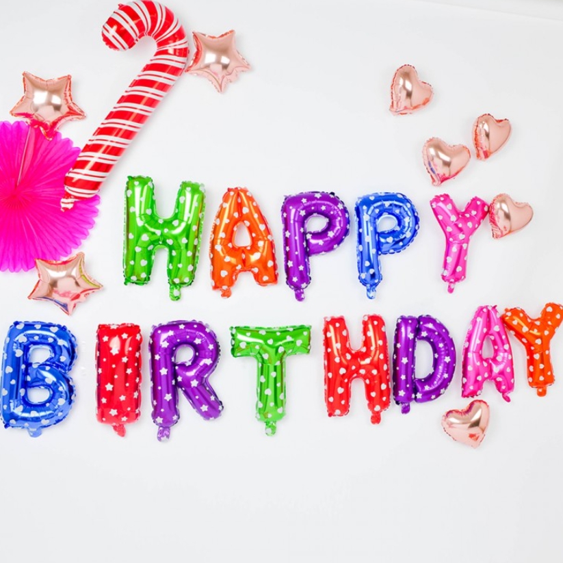 생일레인보우 메세지은박풍선세트