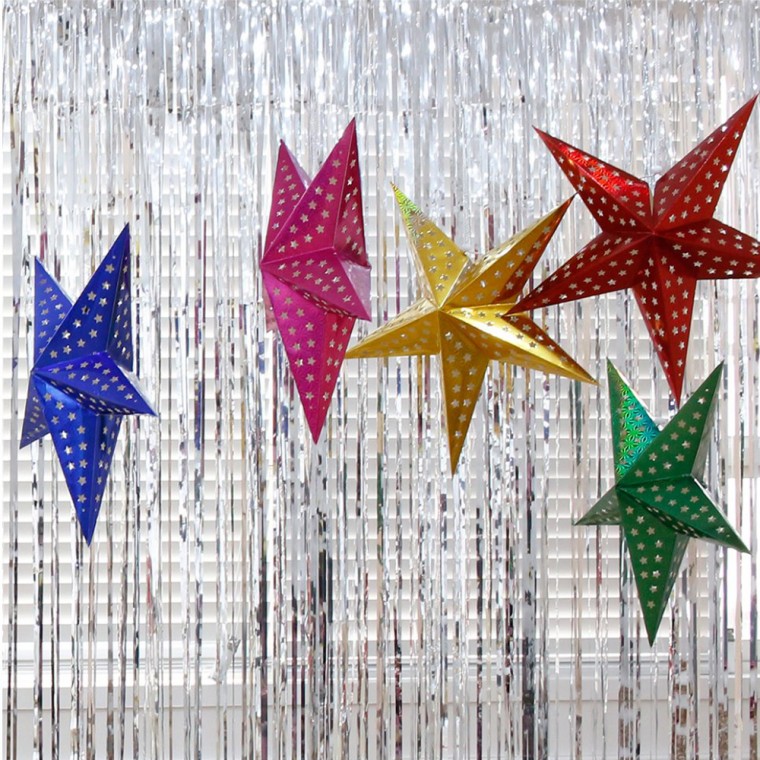 파티장식 은박수술커튼 - 실버 / 생일 파티 장식 웨딩촬영