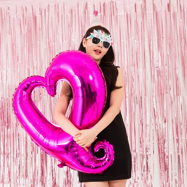 파티장식 은박수술커튼 - 새틴핑크 / 생일 이벤트 파티 용품